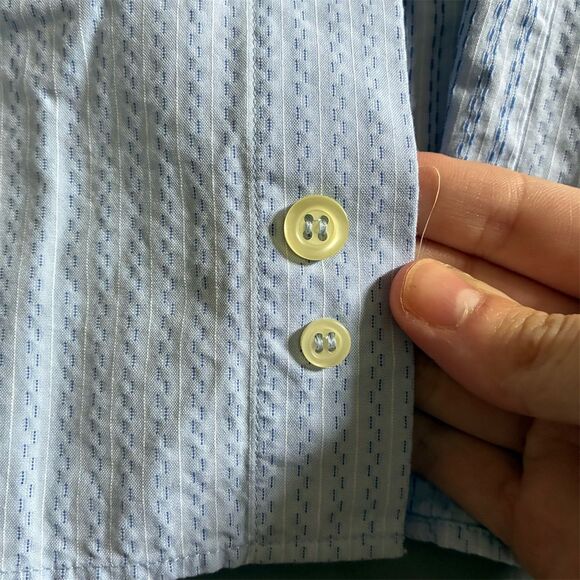 Emporio Armani Men's Blue Striped Long Sleeve‎ Button-Up Shirt M - Picture 8 of 16